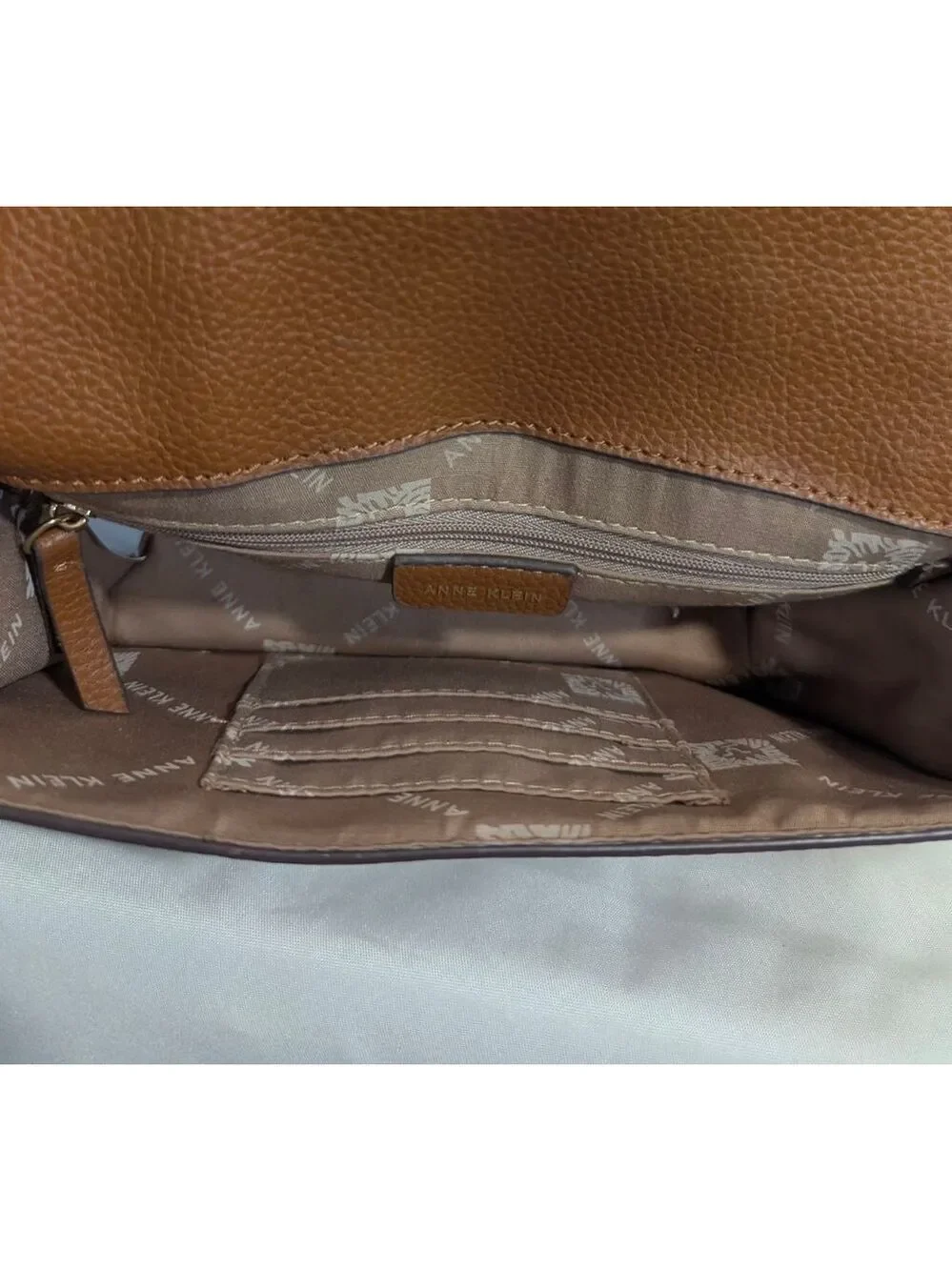 Anne Klein Logo Crossbody Convertible Shoulder Bag Brown Tan - Picture 8 of 13
